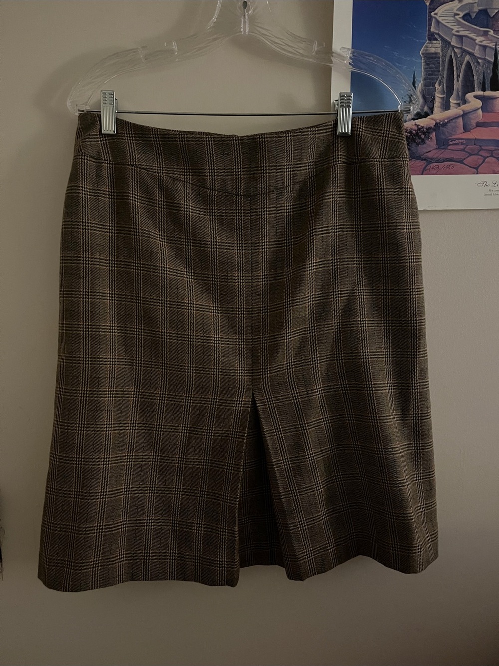 Plaid Pencil Skirt in Brown